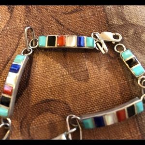 Sterling silver bracelet multi colored stones